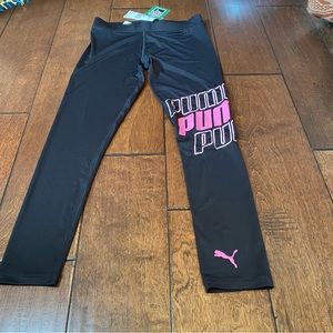 Puma black activewear leggings with pink logo